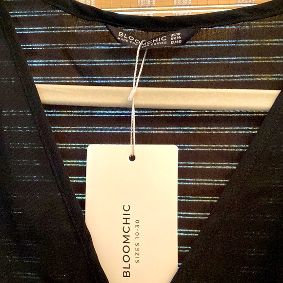 NWT BloomChic “MIMI” gold dot metallic black maxi dress size 10 - Picture 5 of 9